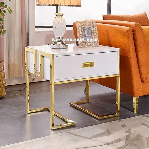 Meja Nakas Laci Bedside Kaki Besi Stainless Kumsiyah Furniture