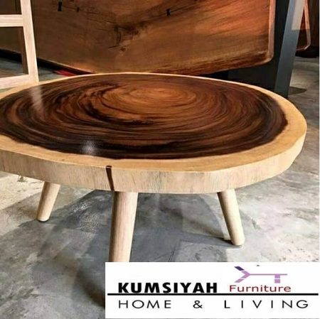 Jual Meja Bulat Kayu Trembesi Utuh Solid