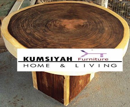 Jual Meja Bulat Kayu Trembesi Utuh Solid