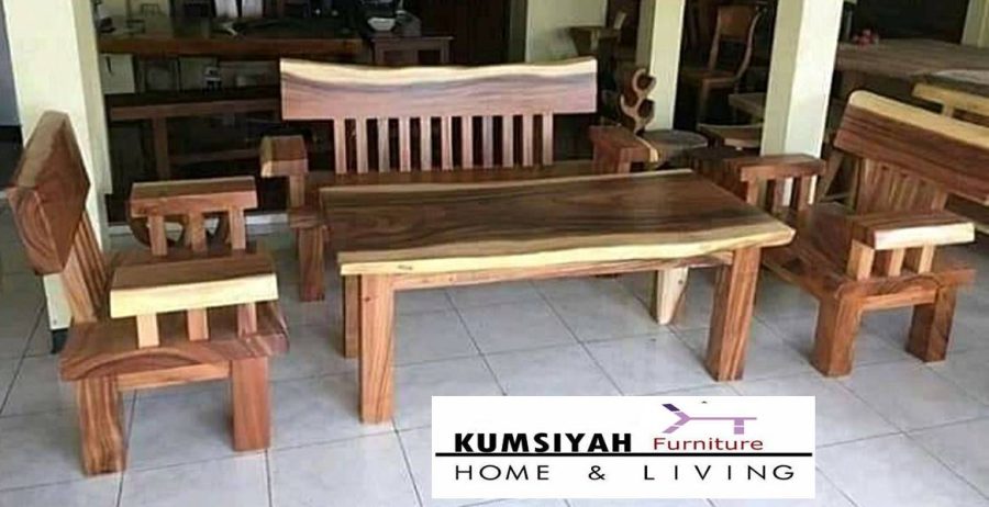 Jual Meja Kursi Tamu Kayu Trembesi Solid Minimalis