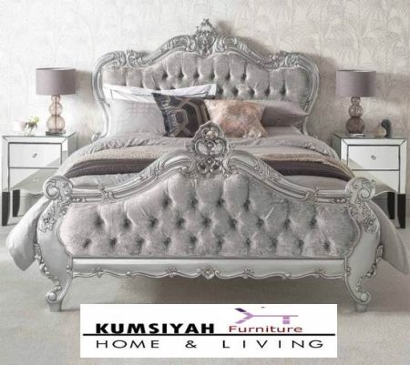 Jual Tempat Tidur Mewah Beludru Silver Di Jakarta