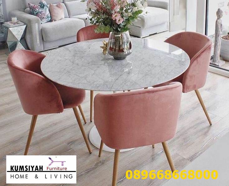 Jual Meja Makan Granit Bulat Desain Modern