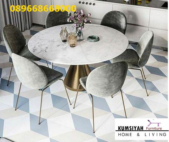 Jual Meja Makan Granit Bulat Desain Modern