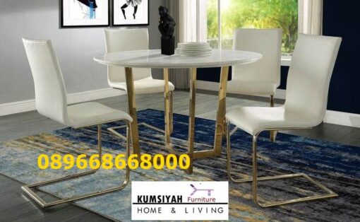 Jual Meja Makan Granit Bulat Desain Modern