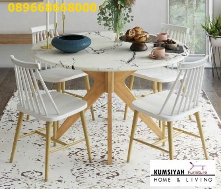 Jual Meja Makan Granit Bulat Desain Modern