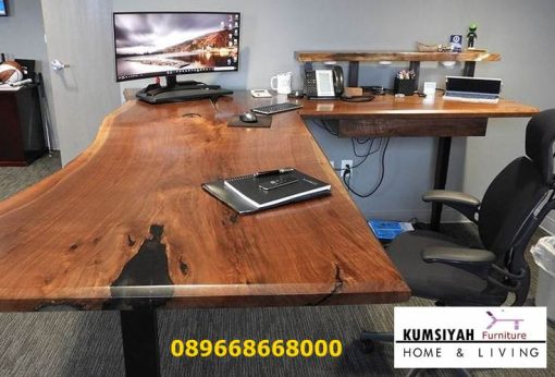 Meja Kerja Kantor Trembesi Kayu Solid Harga Murah