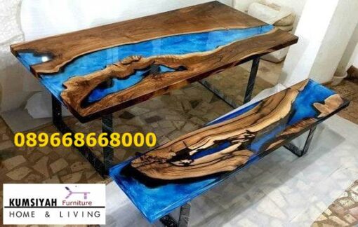 Meja Resin Kayu Minimalis Unik Populer Harga Terjangkau