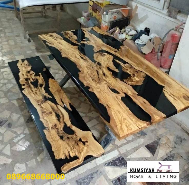 Meja Resin Kayu Minimalis Unik Populer Harga Terjangkau