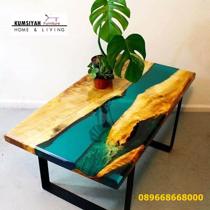 Meja Resin Kayu Minimalis Unik Populer Harga Terjangkau