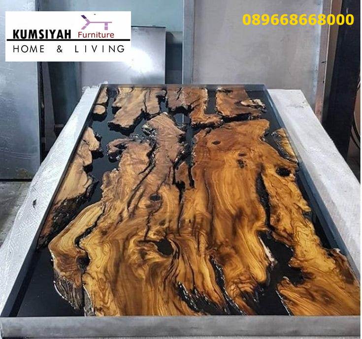 Meja Resin Kayu Minimalis Unik Populer Harga Terjangkau