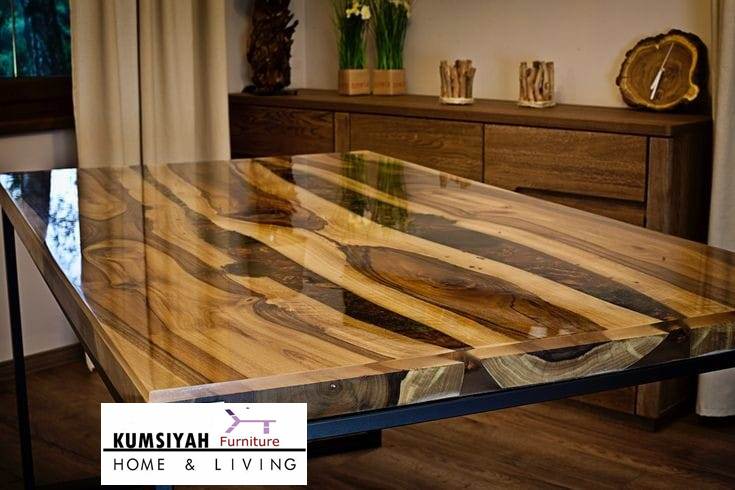 Meja Resin Kayu Minimalis Unik Populer Harga Terjangkau