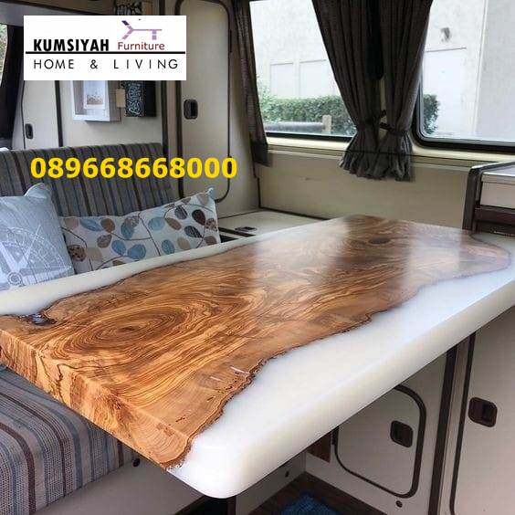 Meja Resin Kayu Minimalis Unik Populer Harga Terjangkau