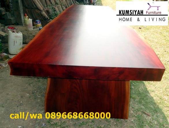 Meja Kayu Mahoni Utuh Tebal Solid Desain Klasik Mewah