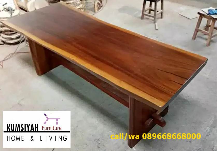 Meja Kayu Mahoni Utuh Tebal Solid Desain Klasik Mewah