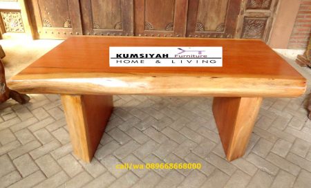 Meja Kayu Mahoni Utuh Tebal Solid Desain Klasik Mewah