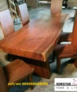 Meja Kayu Mahoni Utuh Tebal Solid Desain Klasik Mewah