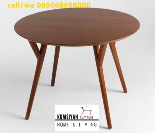 Meja Kayu Mahoni Utuh Tebal Solid Desain Klasik Mewah