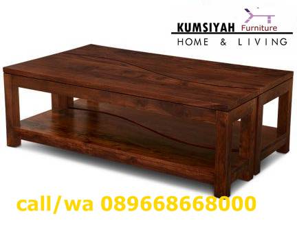 Meja Kayu Mahoni Utuh Tebal Solid Desain Klasik Mewah