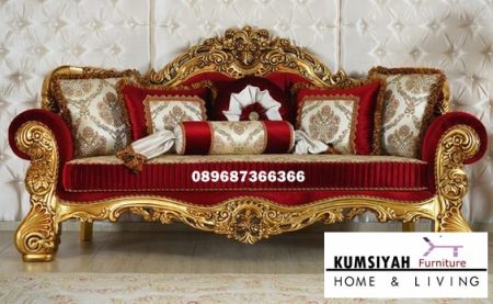 Sofa Tamu Modern Mewah Warna Merah Menawan Model Klasik