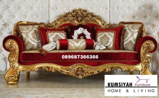 Sofa Tamu Modern Mewah Warna Merah Menawan Model Klasik