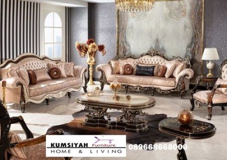 Kursi Sofa Tamu Mewah Elegan Desain Ukiran Kayu Klasik Menawan Jakarta