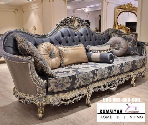 Kursi Sofa Tamu Mewah Elegan Desain Kayu Ukir Klasik Terpopular Banten