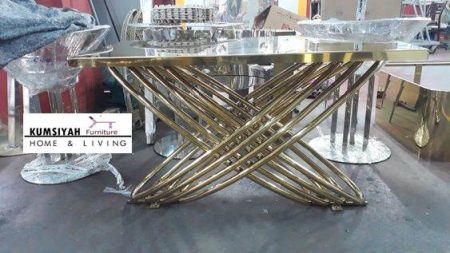 Kaki Meja Stainless Gold Mewah Desain Galaksi Silang Berkualitas Oke