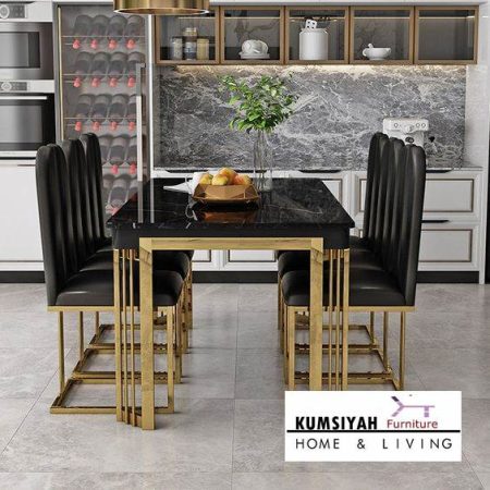 Meja Makan Marmer Stainless Gold Simple Minimalis Terbaru