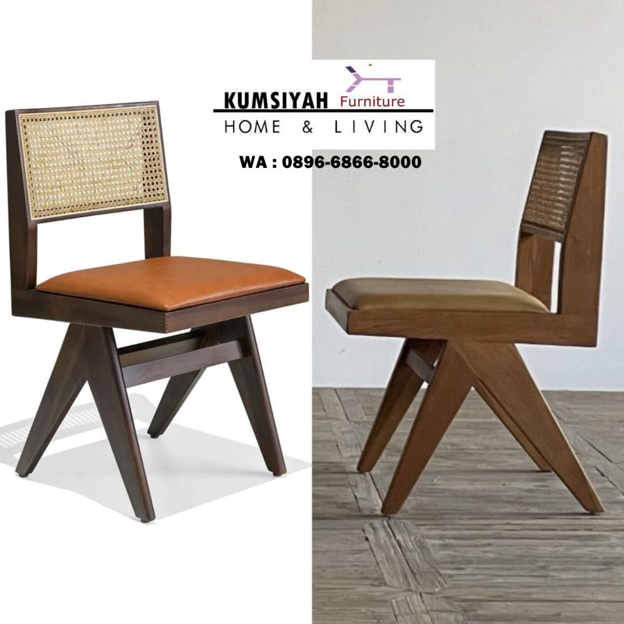 Jual Kursi Cafe Kulit Asli Desain Retro Klasik Simple Mix Rotan - Image 2