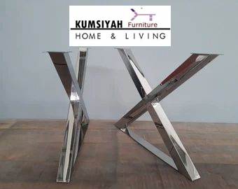 Kaki Meja Stainless Stell Silver Glossy U Shape Mewah Paling Popular