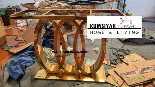 kaki meja konsul stainless glossy gold unik 2024