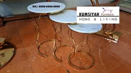 meja foyer stainless marmer desain unik