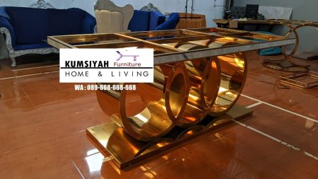 Kaki Meja Makan Stainless Audi Design 3 Cincin Gold Tercantik