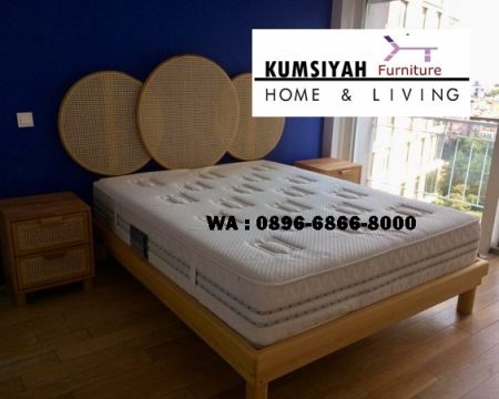 dipan minimalis kayu jati desain 3 bulat rotan