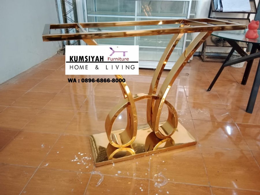 kaki meja konsul stainless bentuk H unik persegi panjang