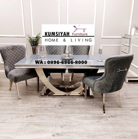 kaki meja makan stainless silver bentuk mangkuk cantik