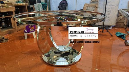 kaki meja makan stainless silver bundar ter best seller