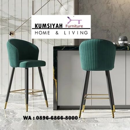 kursi bar stainless jok velvet desain belakang salur