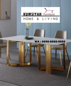 meja makan marmer 4 kursi stainless desain modern