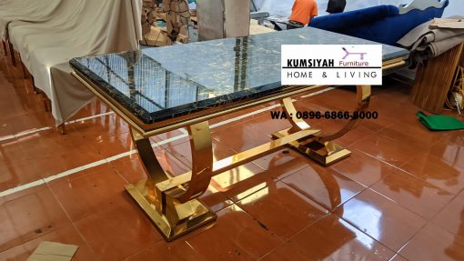 meja makan marmer portoro gold stainless gold cincin kekinian