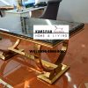 meja makan marmer portoro gold stainless gold cincin modern