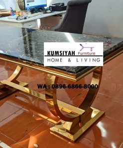 meja makan marmer portoro gold stainless gold cincin modern