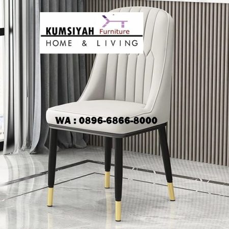 kursi makan stainless gold kombinasi kayu jati jok kulit asli