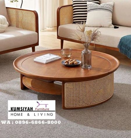 Coffe Table Kombinasi Rotan