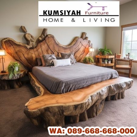 jual tempat tidur kayu trembesi minimalis unik murah