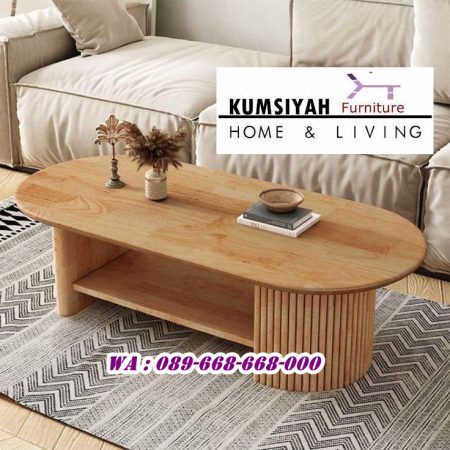 Meja Tamu Oval Kayu Jati Kota Kendal