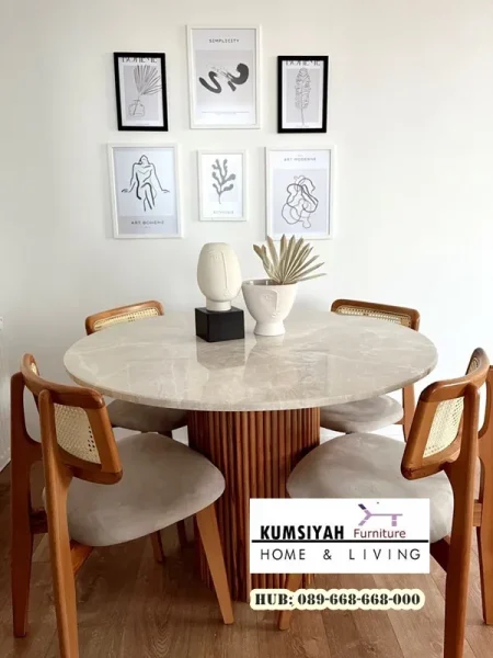 Meja Makan Marmer 4 Kursi Tulungagung