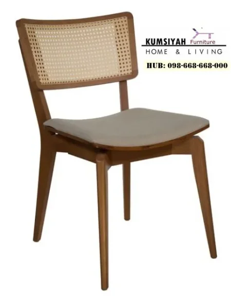 Kursi Cafe Kayu Jati Sandaran Rotan