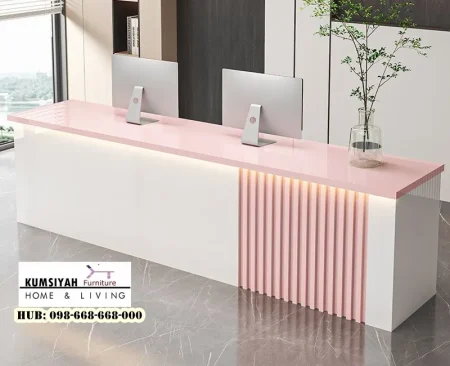 Meja Resepsionis Modern Warna Pink