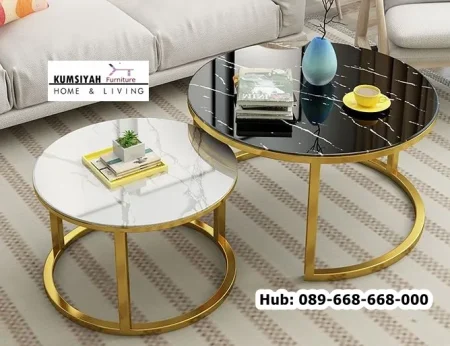 Coffe Table Marmer Hitam Putih